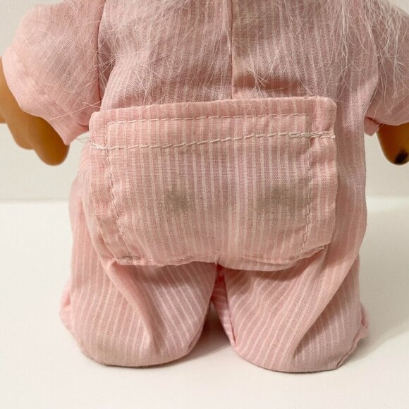 Vtg Russ Bedtime Sleepy Troll Doll Pajamas Pink Stripe Nightcap 8 Inch Tall - Picture 10 of 16